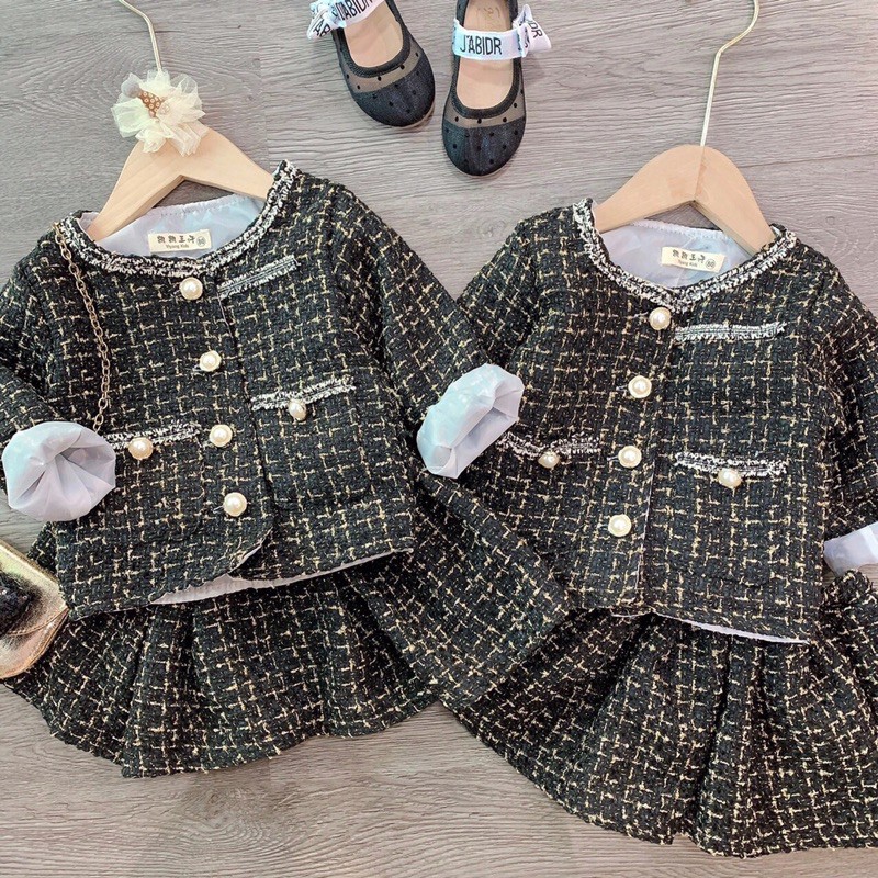 Set váy dạ bé gái