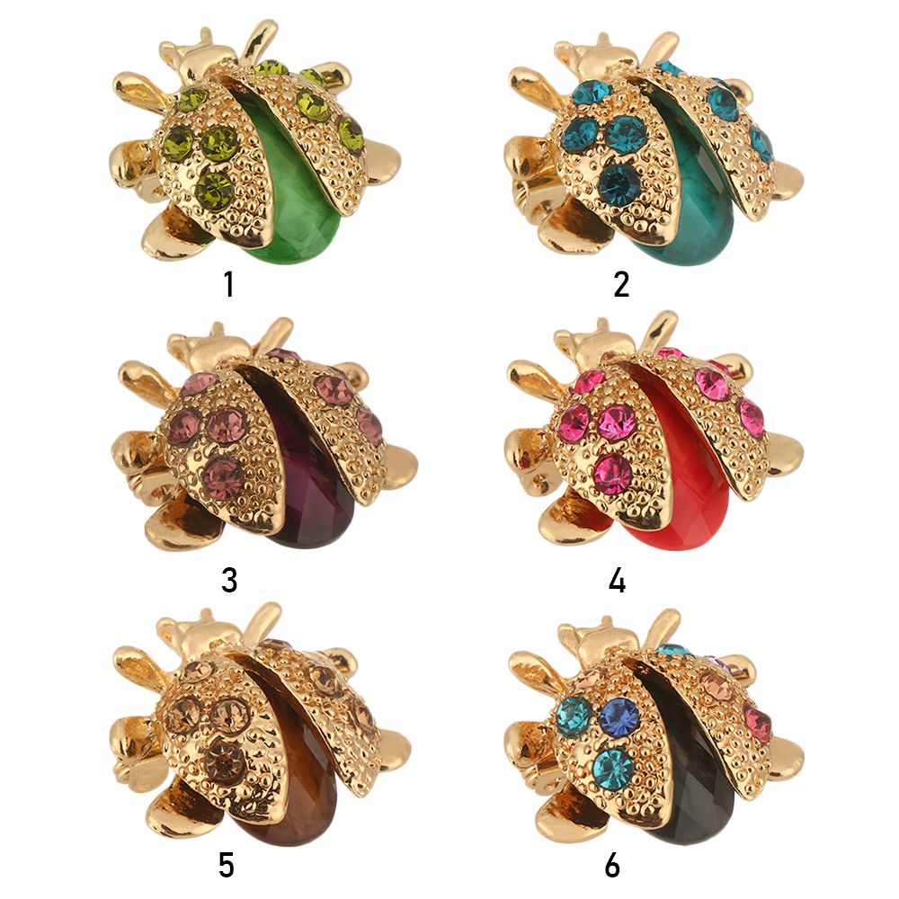 Ghim cài áo hình bọ rùa đính đá zircon phong cách vintage