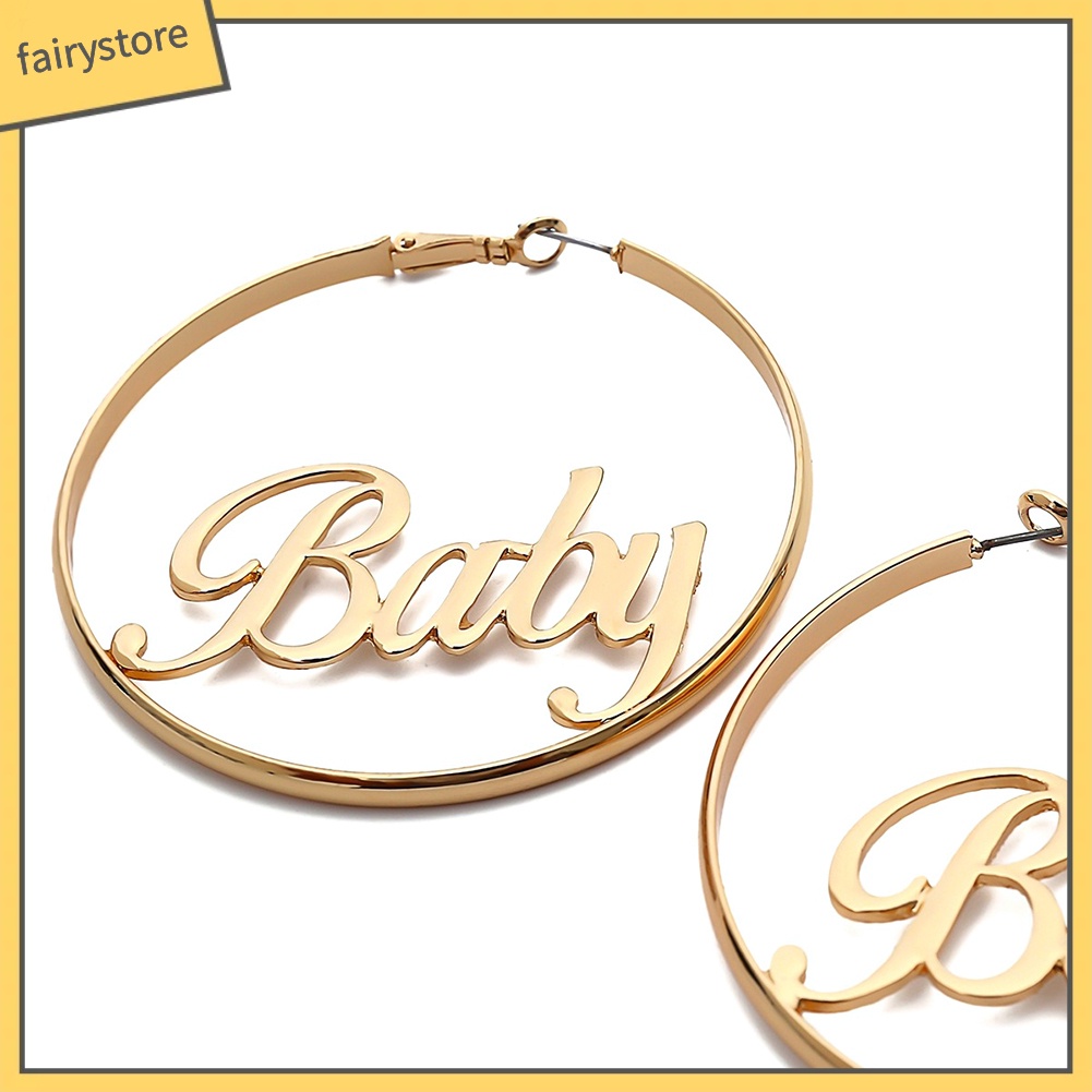 Khuyên tai hình tròn có chữ thời trang cá tính dành cho nữ