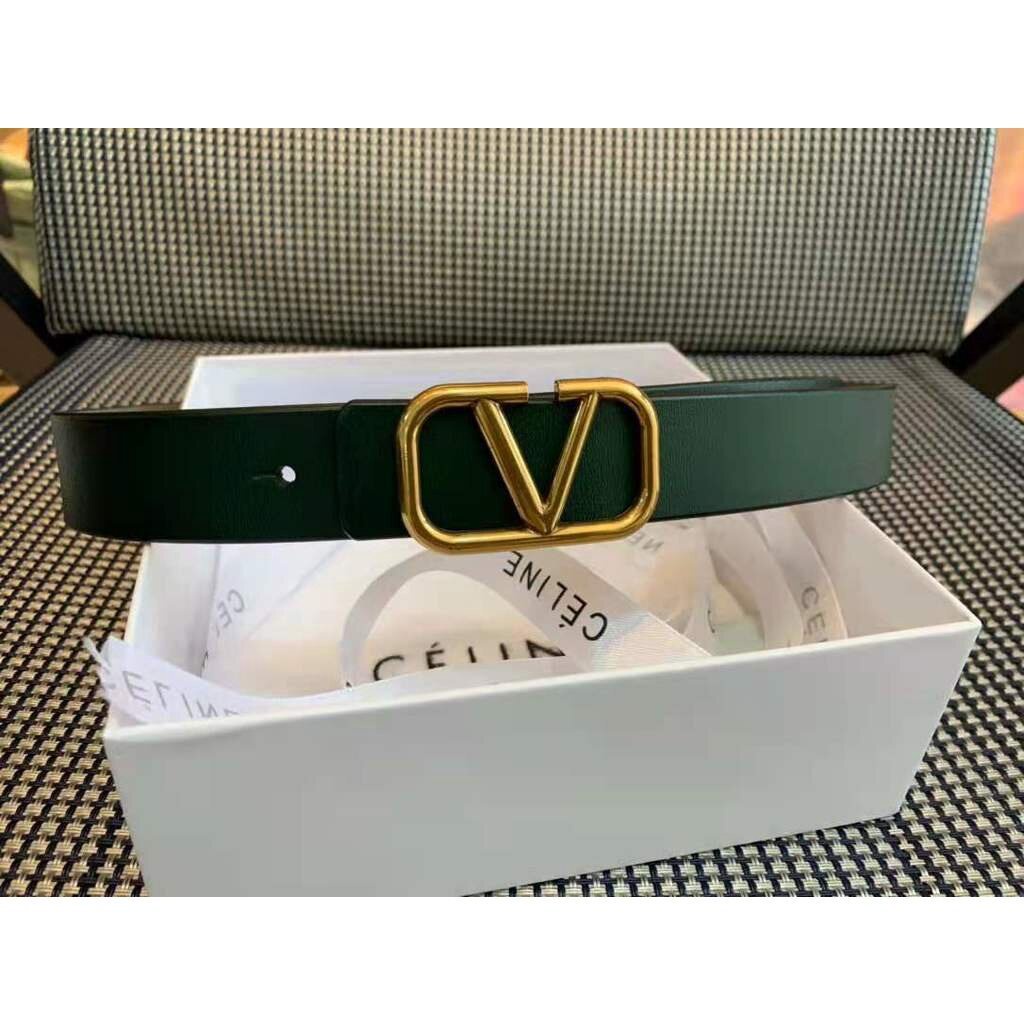 Hàng có sẵn! Valentino! Thắt lưng da thời trang da bò kinh doanh mới Thắt lưng nữ 3H0L