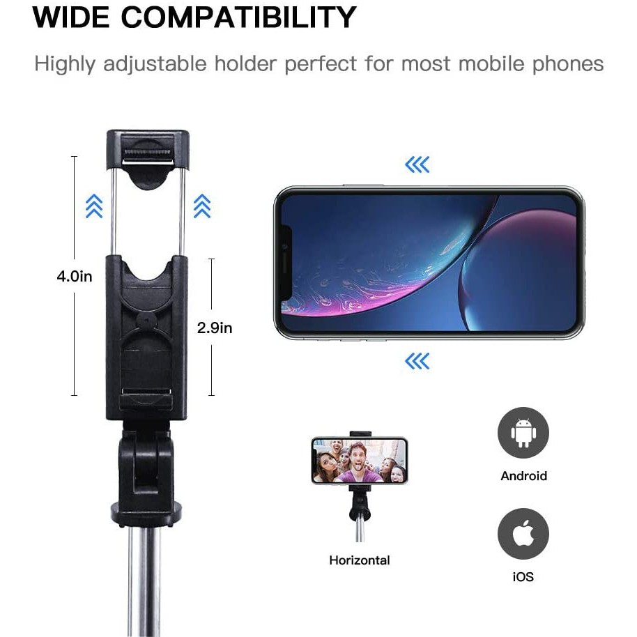 Gậy Chụp Ảnh Selfie 3 Trong 1 Kết Nối Bluetooth Cho Iphone Ios Android