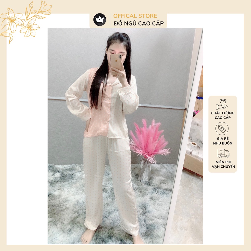 Đồ bộ Pijama - Bộ lụa mango dài tay Cao Cấp,thiết kế nhẹ nhàng trang nhã