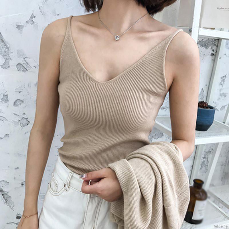 Áo Tank Top cổ chữ U không tay kiểu dáng retro | BigBuy360 - bigbuy360.vn
