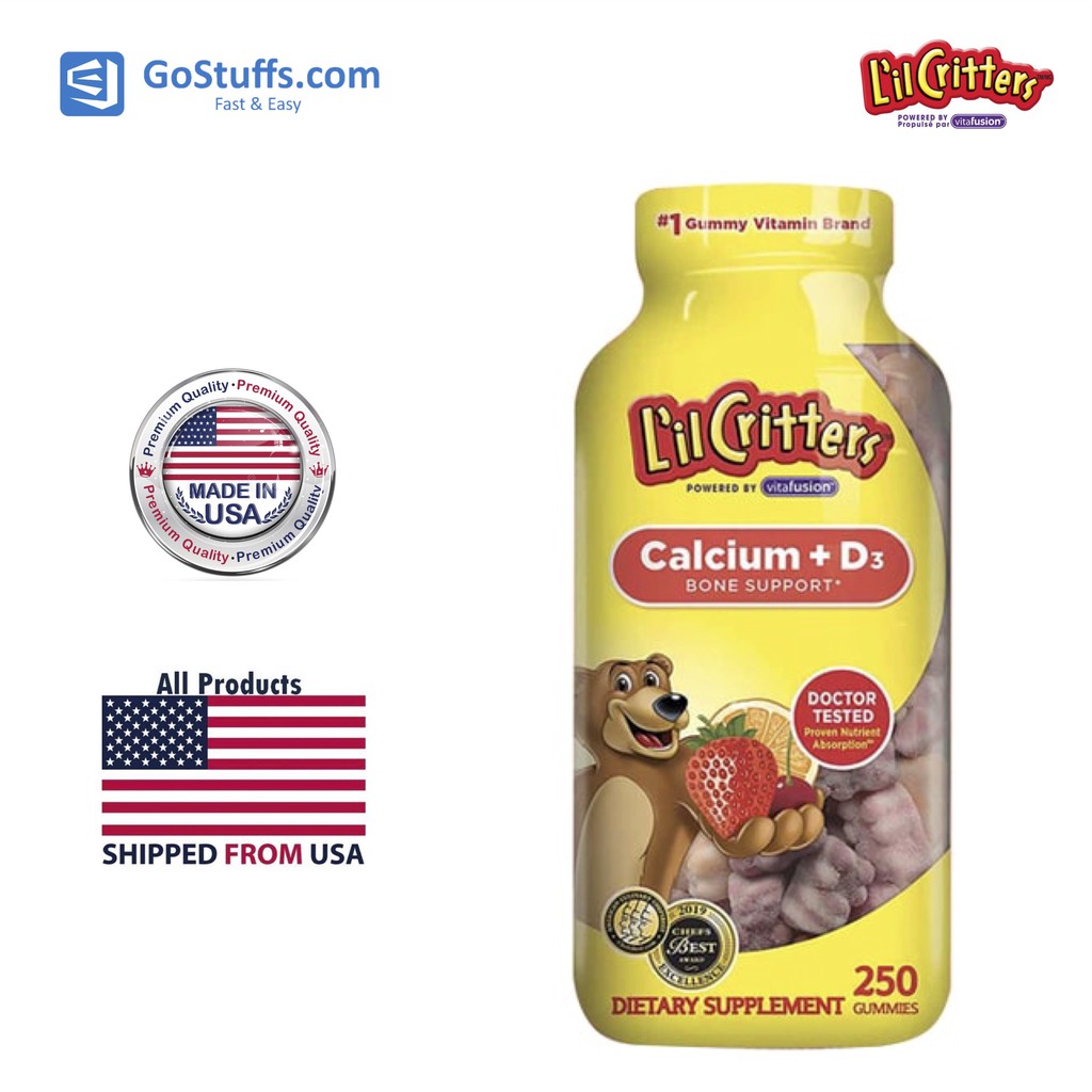 Kẹo bổ sung Canxi dành cho trẻ em L'il Critters Calcium + D3