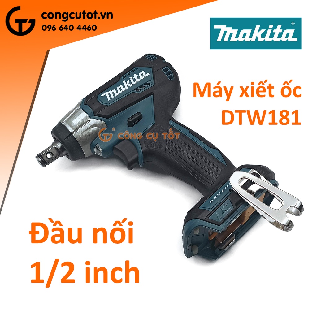 Bộ máy xiết ốc 210Nm Makita DTW181RFE cốt 1/2 inch 2 pin 18V 3Ah kèm sạc nhanh