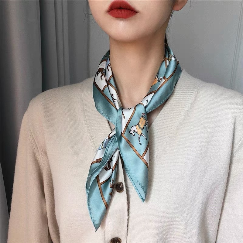 Khăn turban in hình con ngựa lụa mini size 53x53cm - Maben