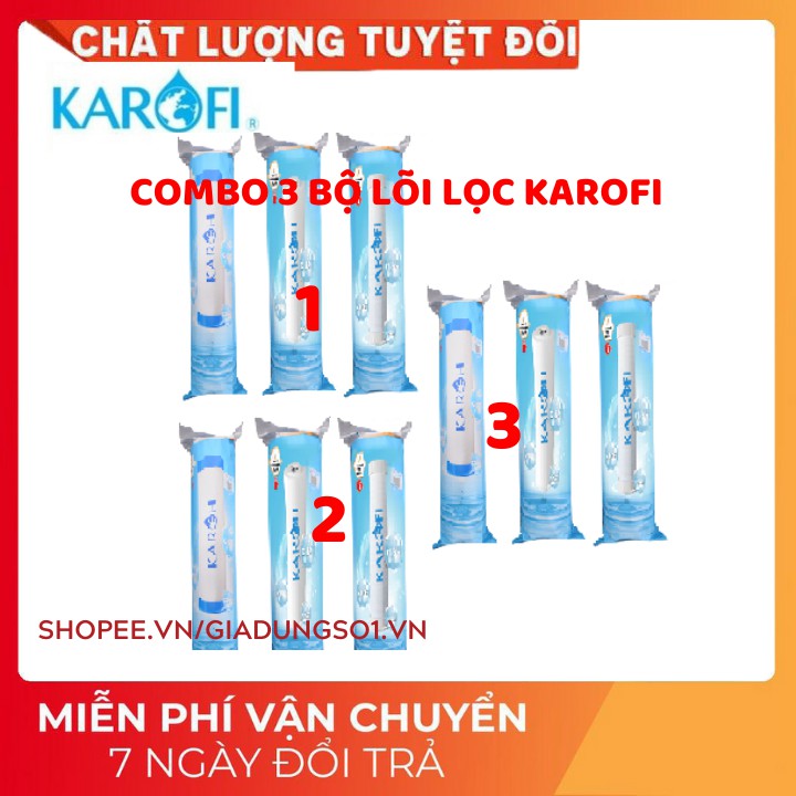 [Bán Chạy] FREESHIP 4 LÕI LỌC NƯỚC KAROFI | GỒM 2 SỐ 1, 1 SỐ 2, 1 SỐ 3