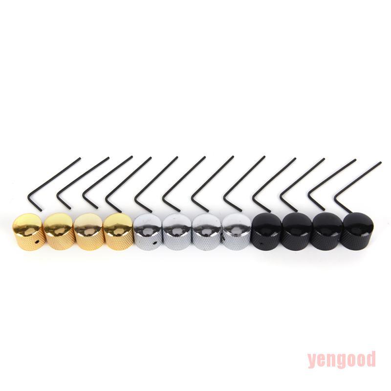 ☆Yengood☆ 4pcs Metal Electric Bass Guitar Volume Tone Control Knobs Dome Knobs +Wrench