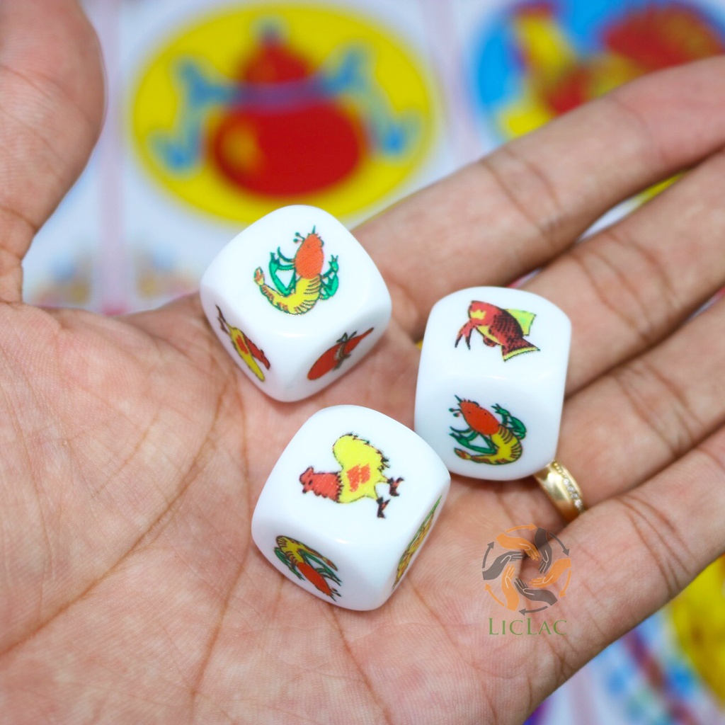 [Có VIDEO] Bộ đồ chơi Bầu Cua ( Bàn Nhựa + 3 Xúc Xắc Đá ) sản xuất tại Việt Nam, Đồ chơi trẻ em Boardgame