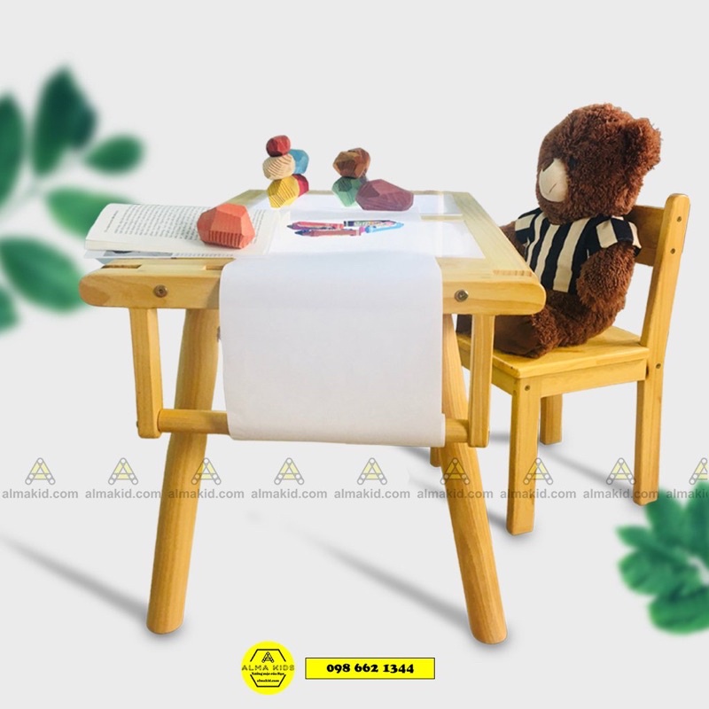 Ghế Gỗ Tự Nhiên Có Tựa Lưng Cho Bé Montessori Ghế Học Sinh