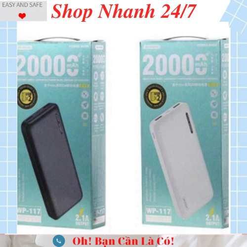 Sạc Dự Phònp Chính Hãng WK - Mã WP-117 20000mah (2 cổng)