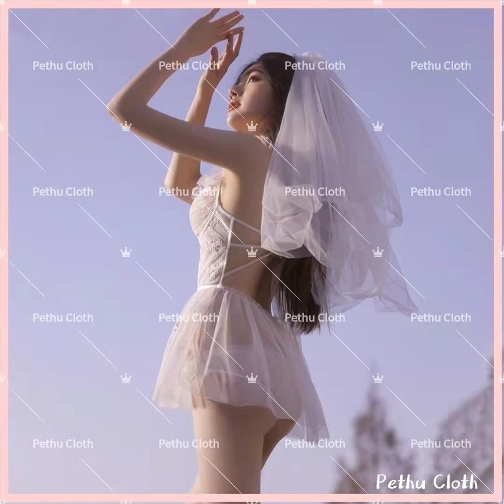 （quà cưới）👰Hàng sẵn gửi ngay👰Đồ ngủ sexy nữ️👰cô dâu đầm ngủ 2 dây ren quyến rũ gợi cảm Freesize- 40-65kg-014 | BigBuy360 - bigbuy360.vn