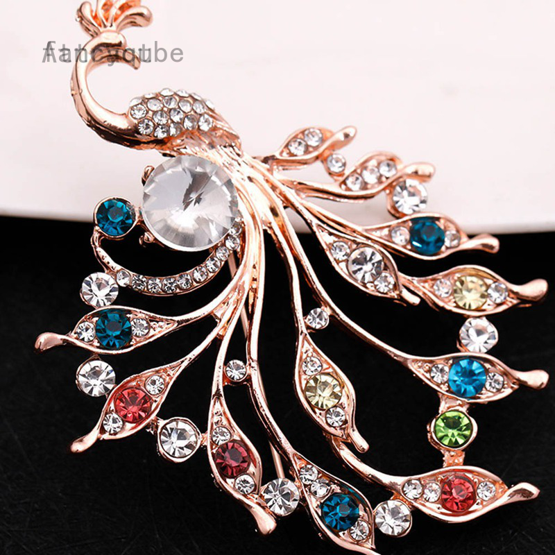 Attract Trâm cài áo hình chim công đính đá và pha lê lấp lánh nhiều màu sang trọng thời trang cho nữ