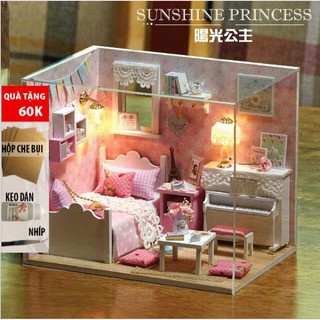 Mô hình nhà gỗ DIY - Nhà búp bê 002 ( tặng kèm quà tặng keo, nhíp, mica)