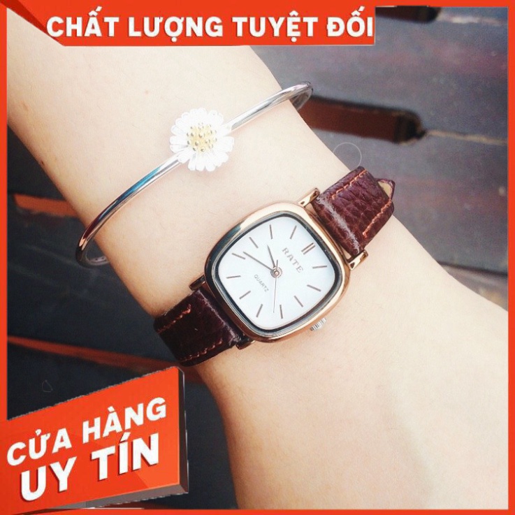 Đồng Hồ Nữ RATE Dây Nâu Mặt Vuông Cá Tính + QUÀ TẶNG | Đồng Hồ Thời Trang Chính Hãng - HÀNG MỚI VỀ