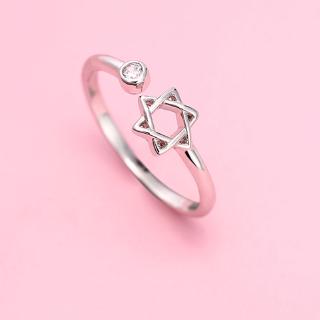 Nhẫn bạc đính hôn hình ngôi sao độc đáo cho nữ