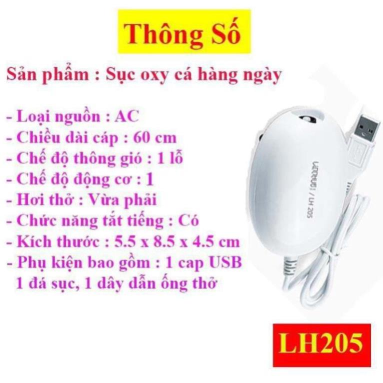 Máy sủi khí oxy hồ cá,sục khí bể cá USB+ dây sủi + quả sủi cao cấp LH205