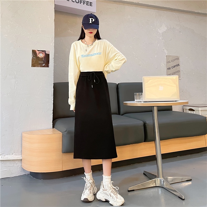 SUXI Chân Váy Form Rộng Màu Sắc Đơn Giản Cho Nữ