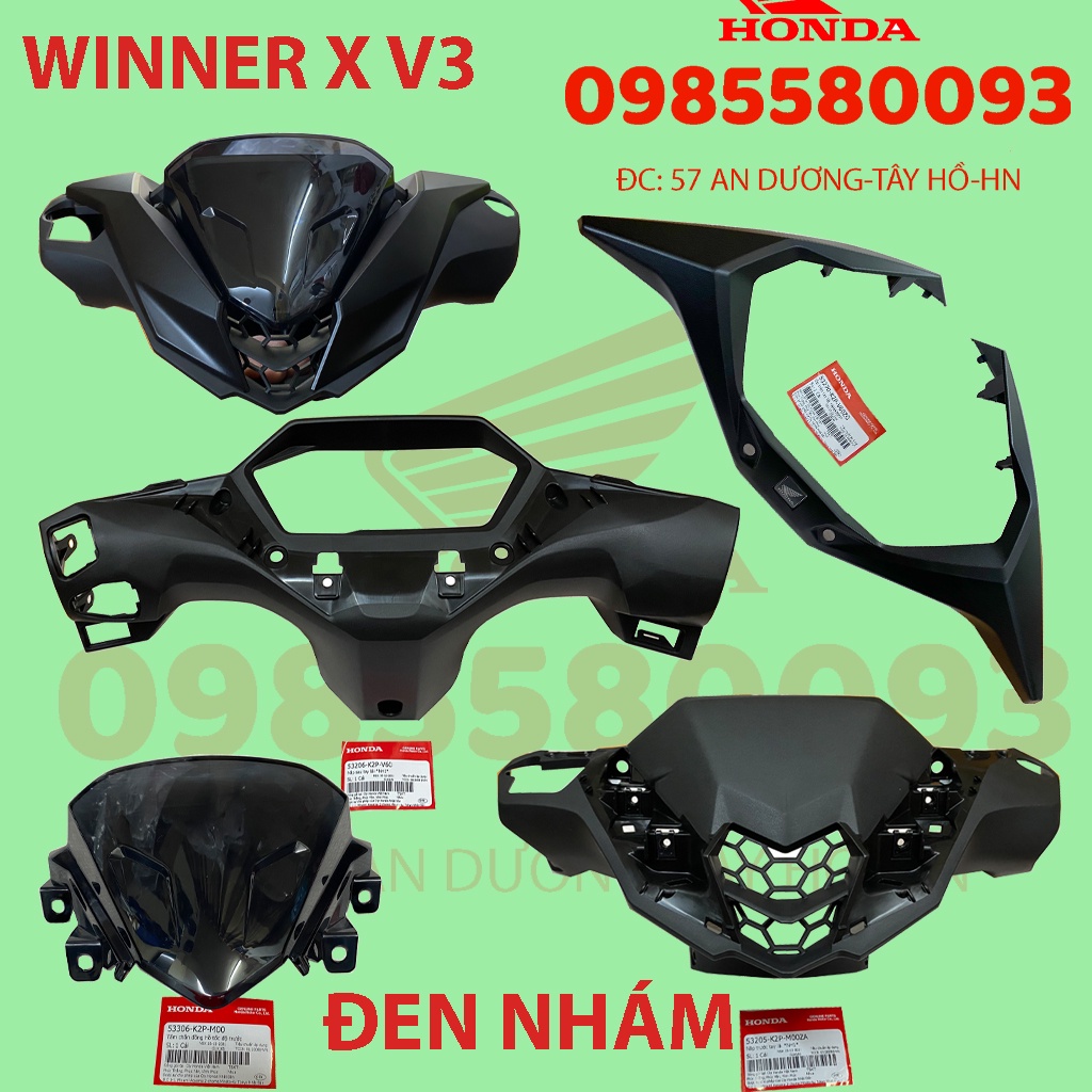 DÀN ÁO, BỘ ĐẦU ĐÈN WINNER V3 MÀU ĐEN NHÁM