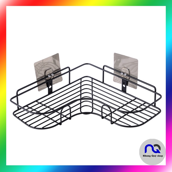 Kệ góc nhà tắm dán tường siêu chắc chắn - Giá góc sắt để đồ nhà tắm, bếp không khoan đục tiện ích