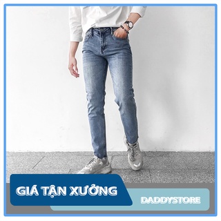 Quần Jean Nam Xanh Cắt Gấu Cao Cấp ✅ Jean Co Giãn ✅ Dáng Om Form Skiny [859]