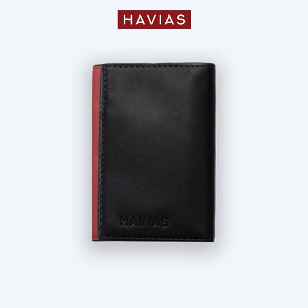 Ví da Eclipse Handcrafted Mini Wallet HAVIAS _ Đen Phối Đỏ