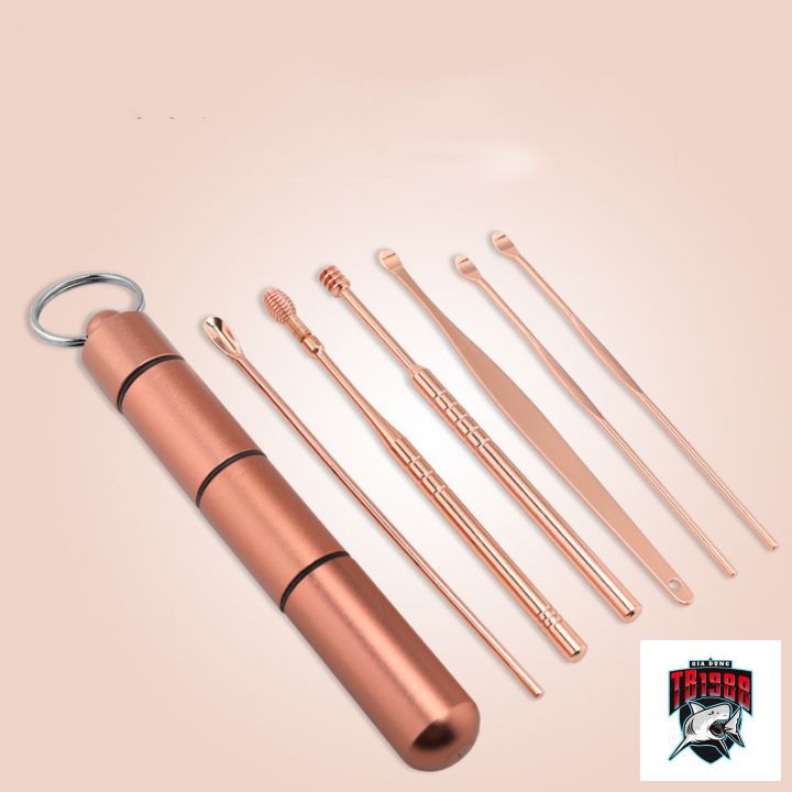 Bộ dụng cụ lấy ráy tai chuyên nghiệp 6 món inox không gỉ phiên bản cao cấp chị ong nâu nâu