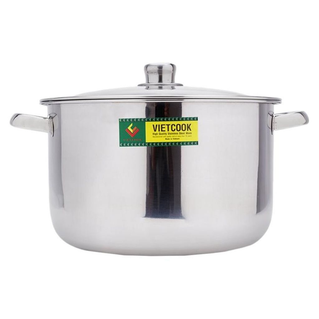 Nồi inox 15 lít Vietcook size 32 sử dụng trên bếp từ, nồi luộc gà nấu canh inox