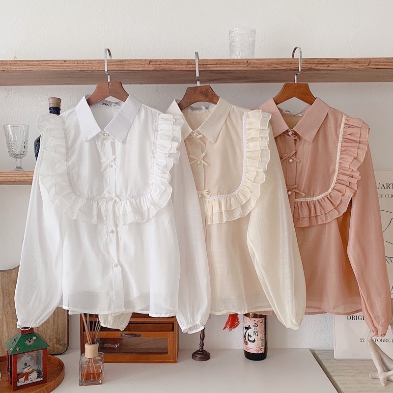 [Mã SKAMFSW175 giảm 10K đơn 50K] áo sơmi nữ MyDoo dài tay tiểu thơ xinh xắn - SMB04 | BigBuy360 - bigbuy360.vn