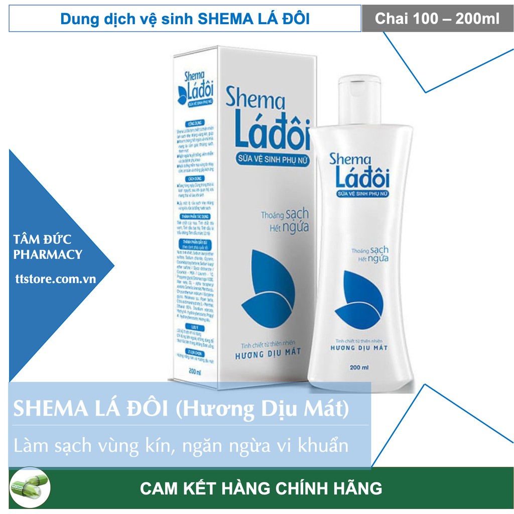 Dung dịch vệ sinh phụ nữ SHEMA LÁ ĐÔI [Chai 100ml/200ml] - Hương Dịu Mát