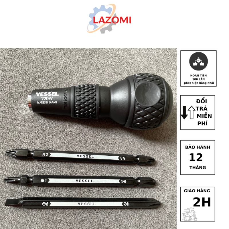220W-3 Bộ tô vít 2 đầu 6 cỡ vít Vessel ball grip Made in Japan