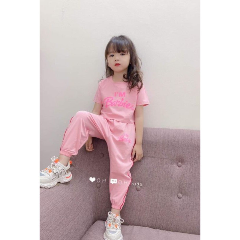 Sét bộ áo crop top phối quần dài bé gái.