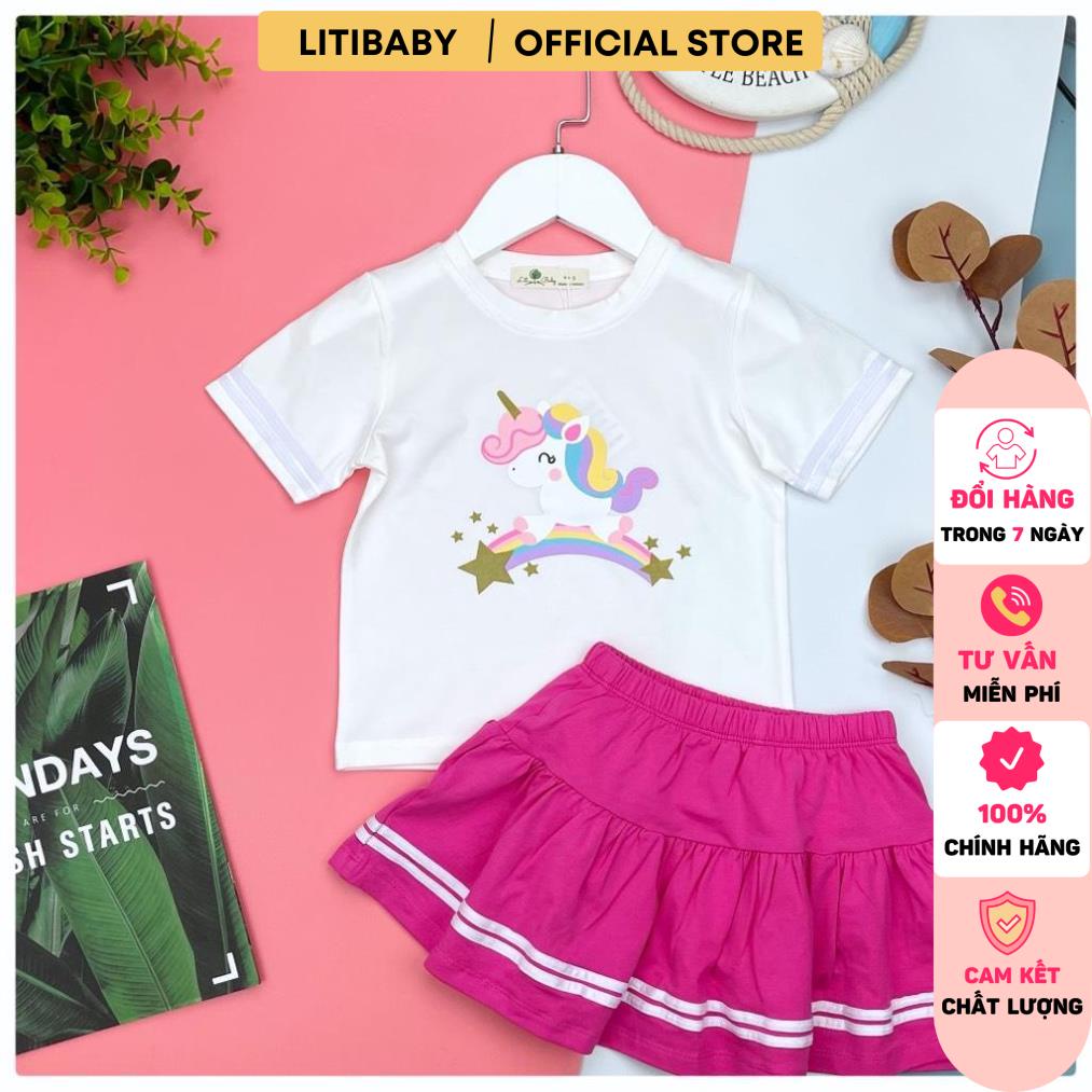 Bộ quần áo chân váy litibaby, áo hình pony. Mã BPCV01