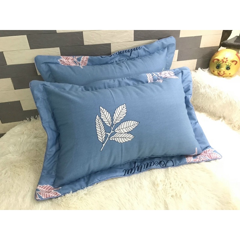 Vỏ gối nằm cotton vỏ gối đầu lót bông có khoá kéo rộng 45x65cm