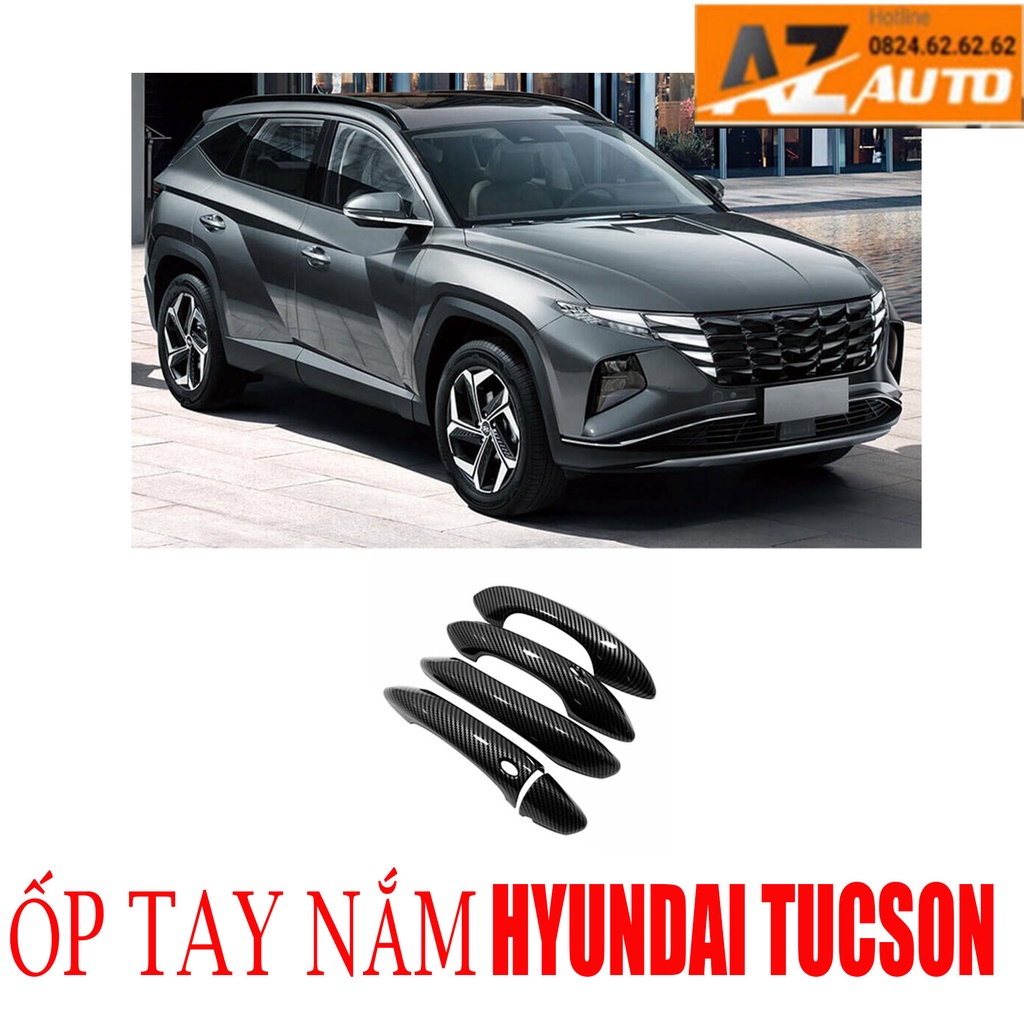 Ốp tay nắm, hõm cửa Huyndai Tucson 2022, 2023 vân Cacbon cao cấp