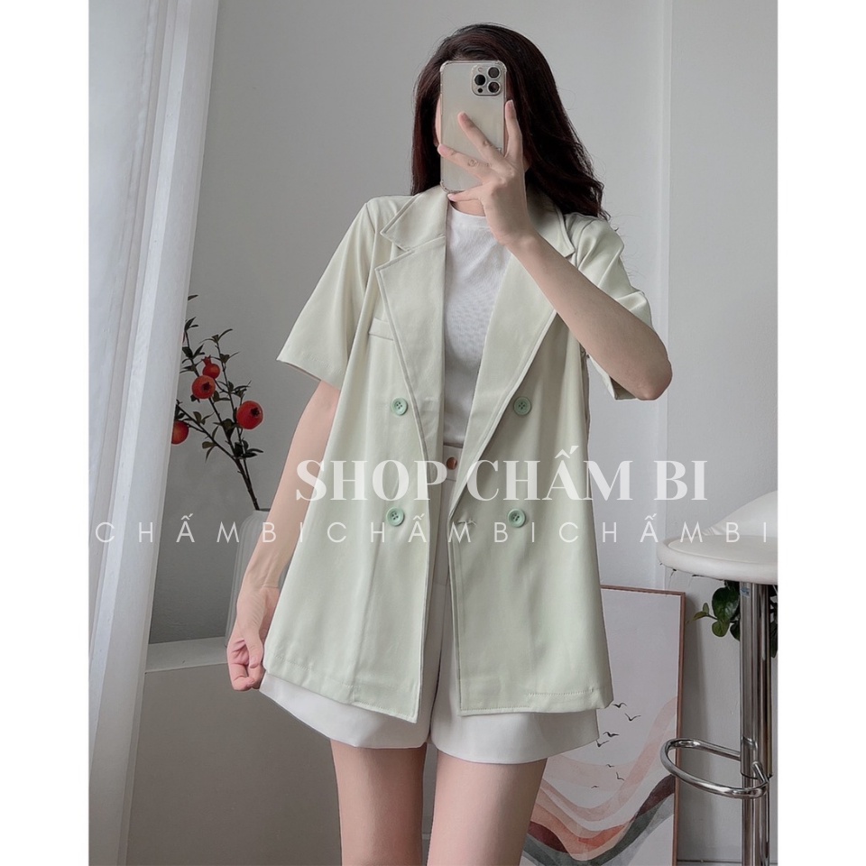 Áo blazer nữ A.328, Áo vest khoác ngoài cộc tay không túi 4 cúc trẻ trung - Thời trang nữ Chấm Bi | BigBuy360 - bigbuy360.vn