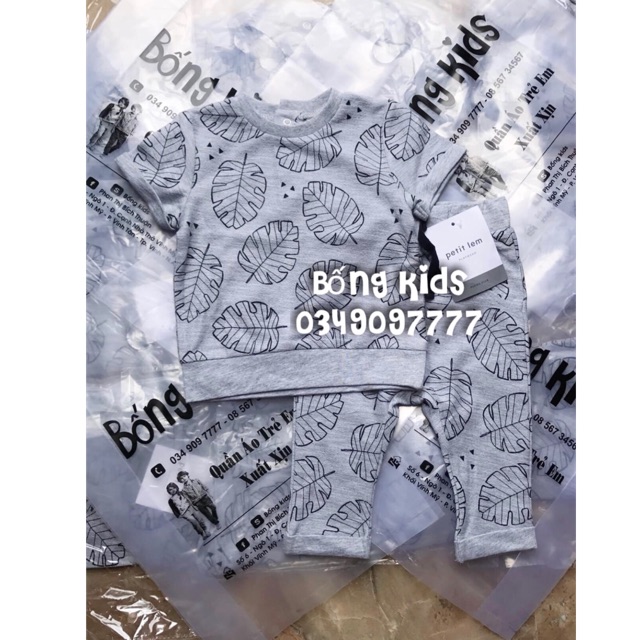 Bộ Hè Bé Trai Chiếc Lá Ghi petit lem