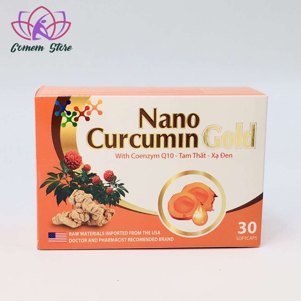 Nano Curcumin Gold 30 Viên hỗ trợ điều trị viêm loét dạ dày, tá tràng, trào ngược dạ dày thực quản