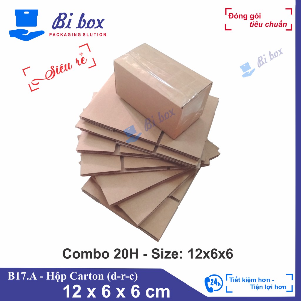 Combo 20 hộp giấy 12x6x6 - thùng hộp carton đóng hàng