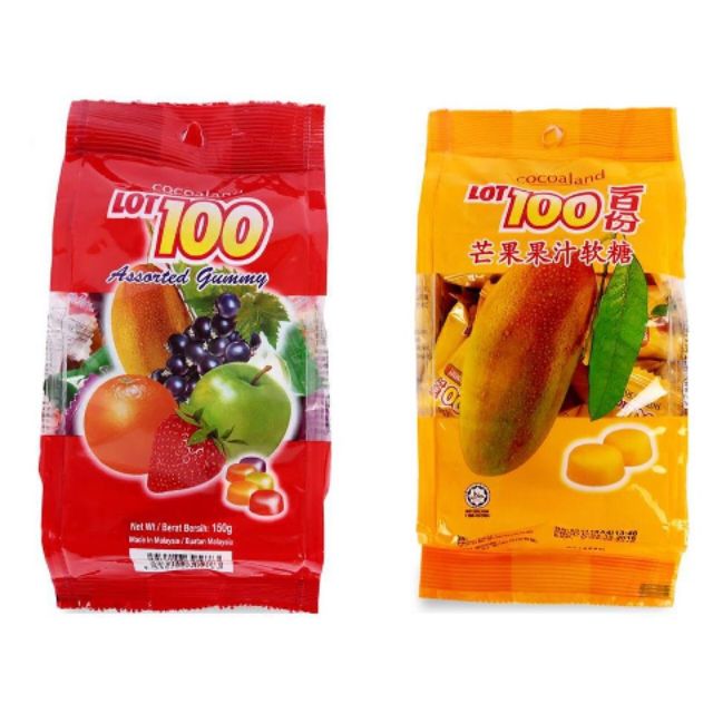 Kẹo mềm Lot 100 Malaysia bịch 150gr nhiều vi