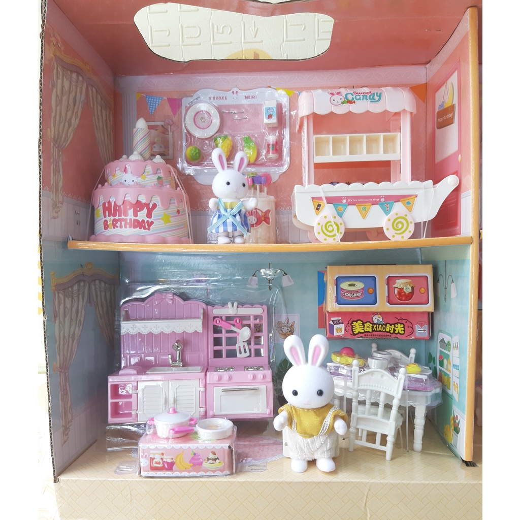 Bộ đồ chơi mô hình nhà thỏ thiết kế vô cùng tinh xảo, đẹp, sắc nét đến từng chi tiết nhỏ 4 trong 1