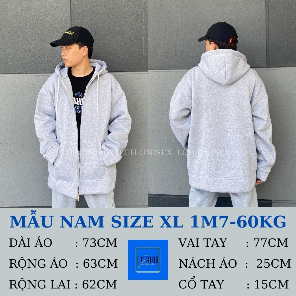 Áo khoác hoodie zip unisex nam nữ form rộng basic HZ01 vải nỉ bông mềm mịn LCH