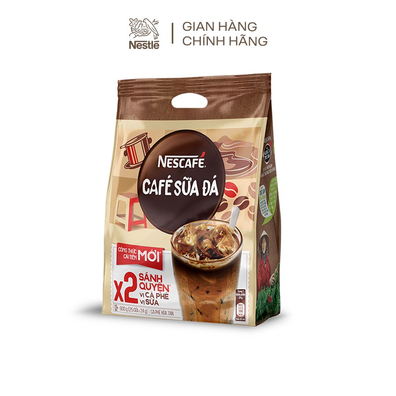 Cà phê sữa NESCAFÉ Cà phê sữa đá (Bịch 25 gói x 24g)