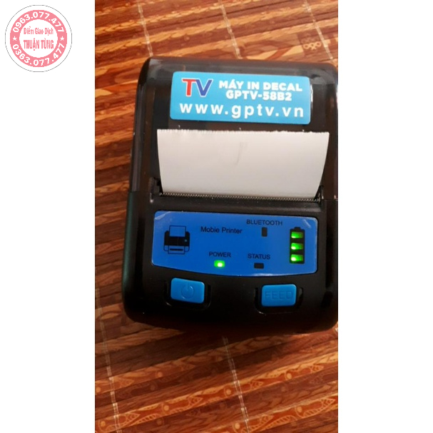 Máy In GPTV-58B2 Kết Nối Bluetooth, In GHTK, In hóa đơn KiotViet, Viettelpay Pro, Đại lý Shopee bằng điện thoại