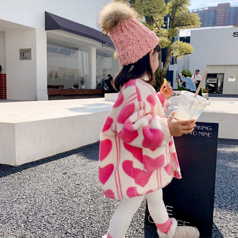 Áo Khoác Lông Cừu Phối Nhung Dày Phong Cách Phương Tây Thời Trang Mùa Đông Mới 2021 Cho Bé Gái