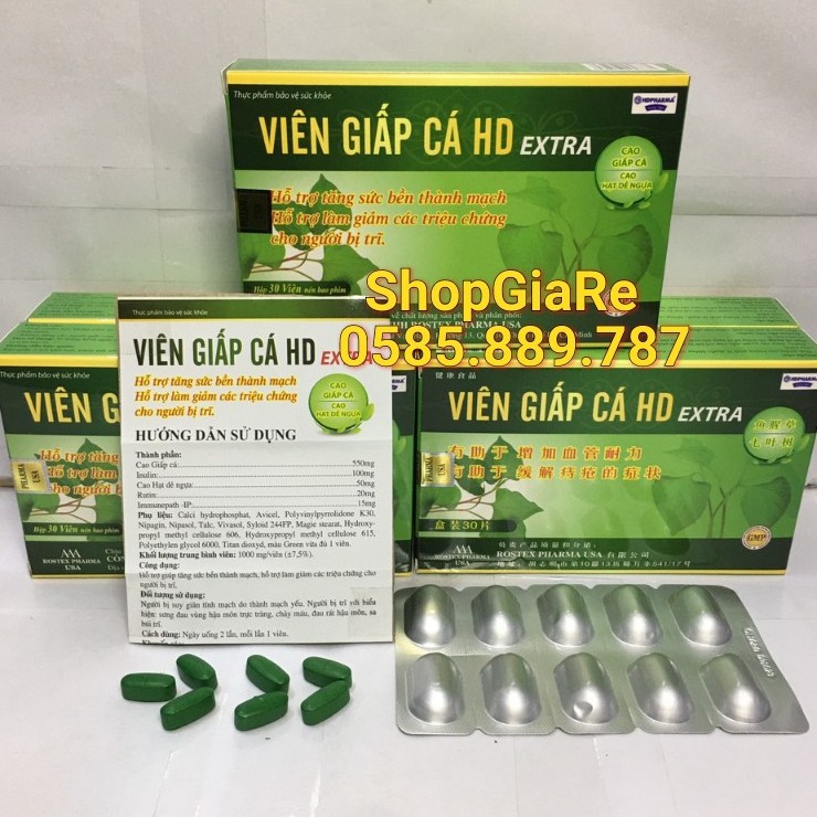 Viên Giấp Cá HD Extra hỗ trợ làm giảm cho người bị bệnh trĩ, tăng sức bền thành mạch