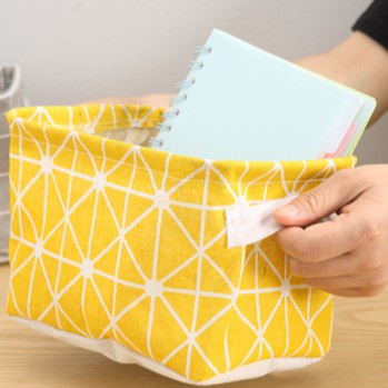 &lt;Video Review&gt; Giỏ Vải Canvas Túi Đựng Đồ Cá Nhân Tài Liệu Giỏ Vải Vintage Chứa Mỹ Phẩm Để Bàn U141