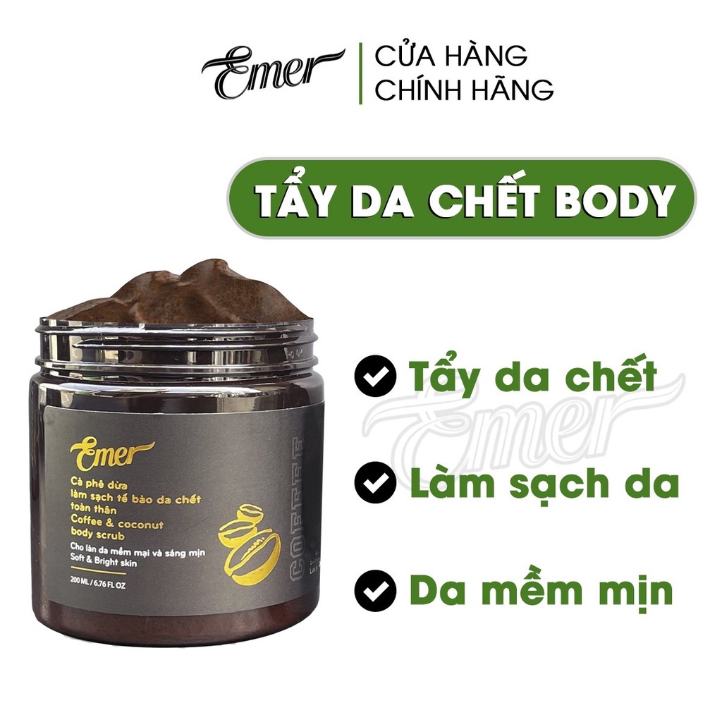 Tẩy tế bào chết body cà phê dừa Emer Garin 200ml cafe cho da sáng mịn và đều màu