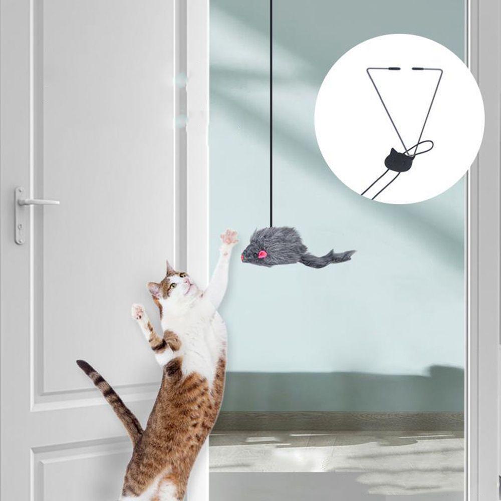Gậy Đồ Chơi Tương Tác Gắn Cửa Hình Chuột Giả Có Thể Thu Gọn Vui Nhộn Cho Mèo Cưng