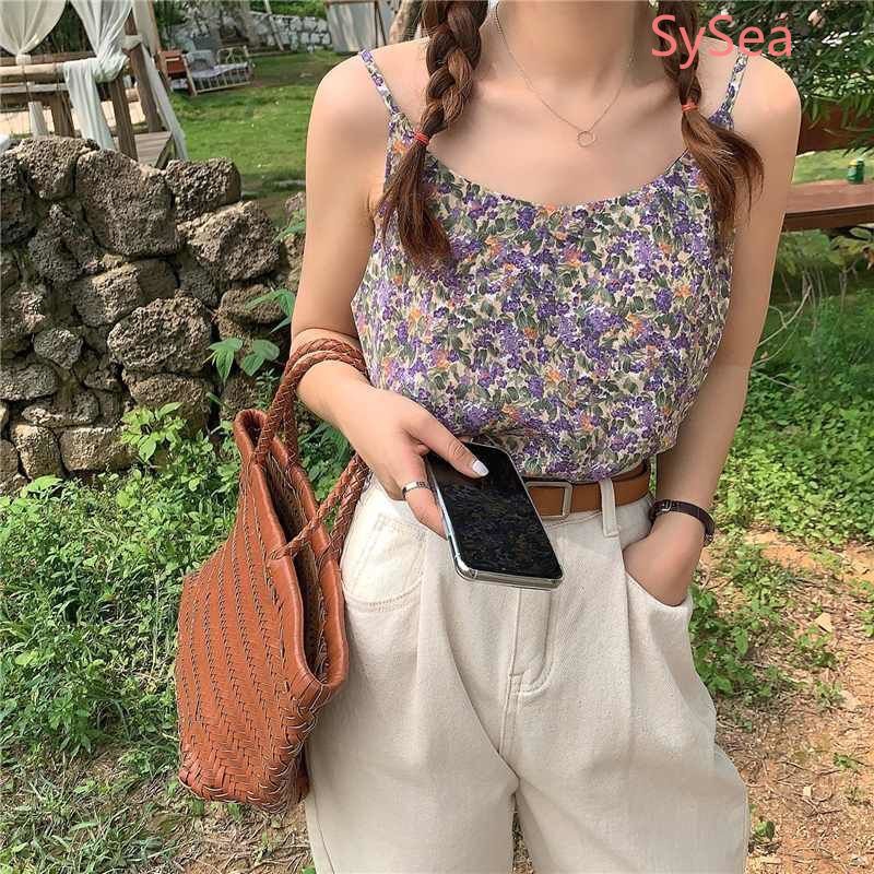 Áo 2 dây họa tiết bông hoa xinh xắn dành cho nữ